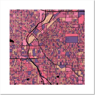 Denver Map Pattern in Purple & Pink Posters and Art